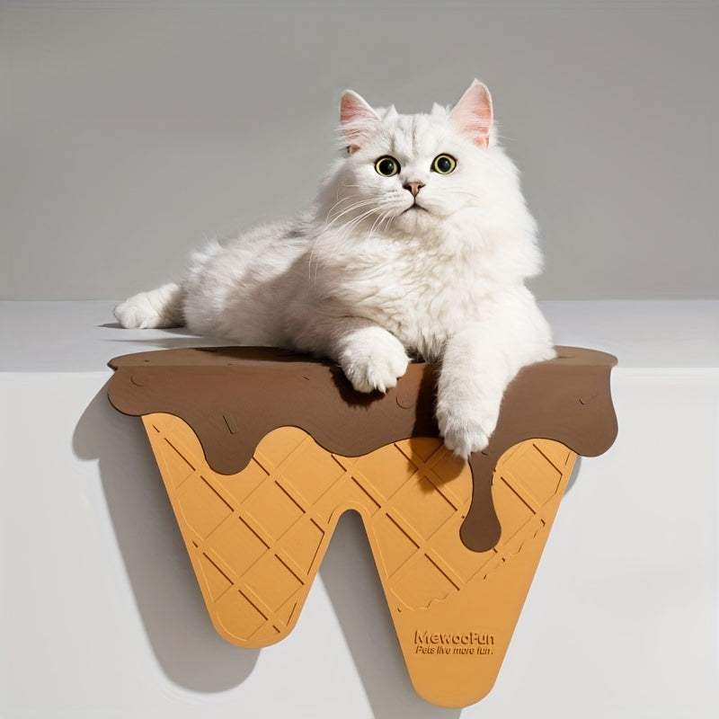 Ice Cream Design Raised Cat Bowls, Double Pet Feeding Station with Neck Protection, Durable Plastic Material for Cats - Inclined Elevated Food and Water Bowls Set