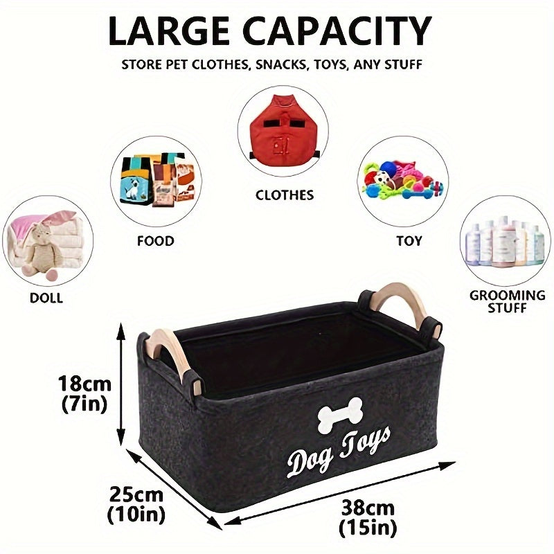 Felt Pet Toy Box, Dog Toy Box, Storage Basket Chest Organizer - Perfect For Organizing Pet
