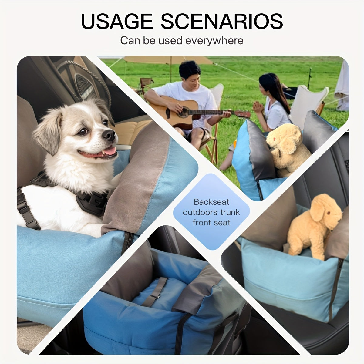 Dog Carrier Car Seat for Dogs & Cats - Portable Warm Travel Pet Bed with Safety Hook & Buckle, Handheld/Shoulder Strap, Fits Car Front/Back Seat, Suitable for Fall/Winter, Christmas Gift