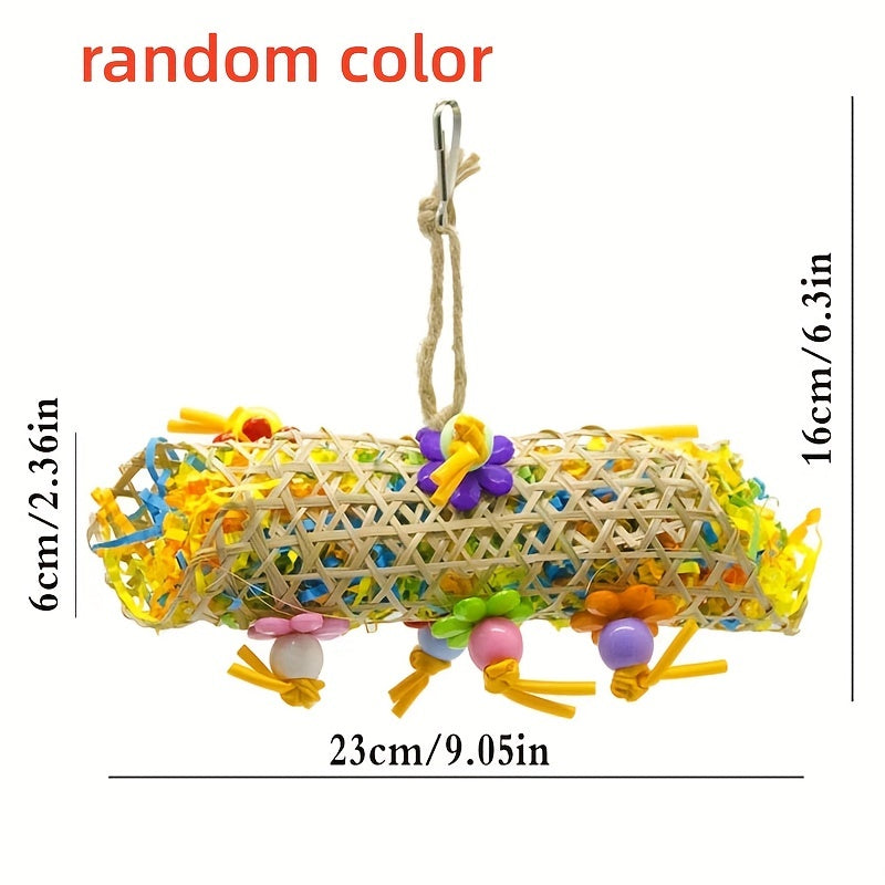 3pcs Colorful Rattan Parrot Toy Set - Shredded Paper Fun, Natural Rattan Ball, Bird Cage Pendant Accessories - Perfect for Budgerigar, Peony, Cockatiel Birds