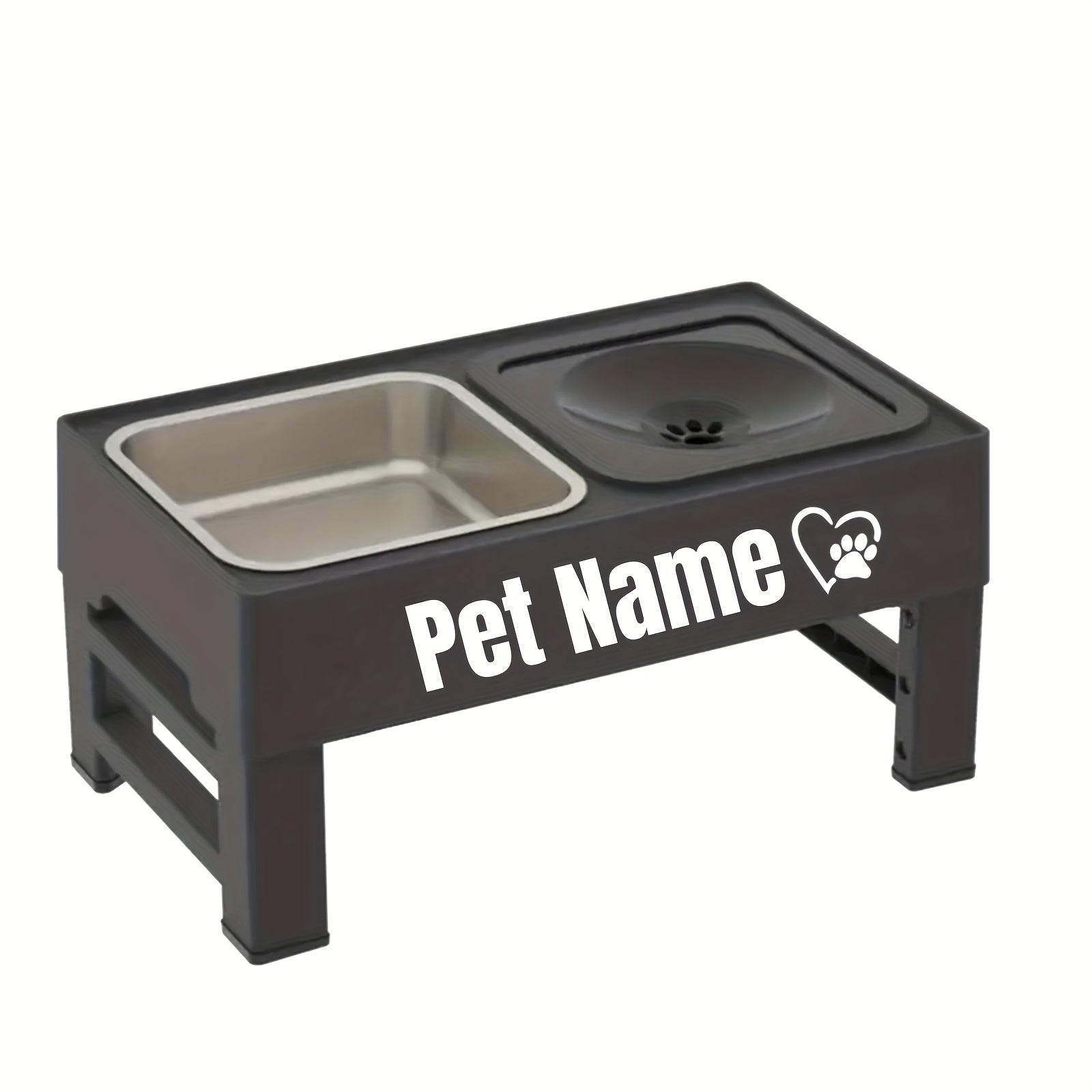 1pc Customizable 2-in-1 Adjustable Raised Dog Bowls with No Spill Design - Stainless Steel & Plastic, Ideal for Small, Medium, Large Dogs & Cats, Elevated Pet Feeding Station, Pet Feeding Station | Customizable Pet Accessorie