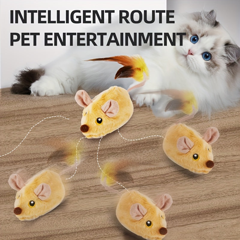 Rechargeable Remote Control Cat Toy - Interactive Electric Mouse with Feather Tail, Automatic Movement, and USB Charging - Fun and Engaging Pet Toy for All Varieties of Cats