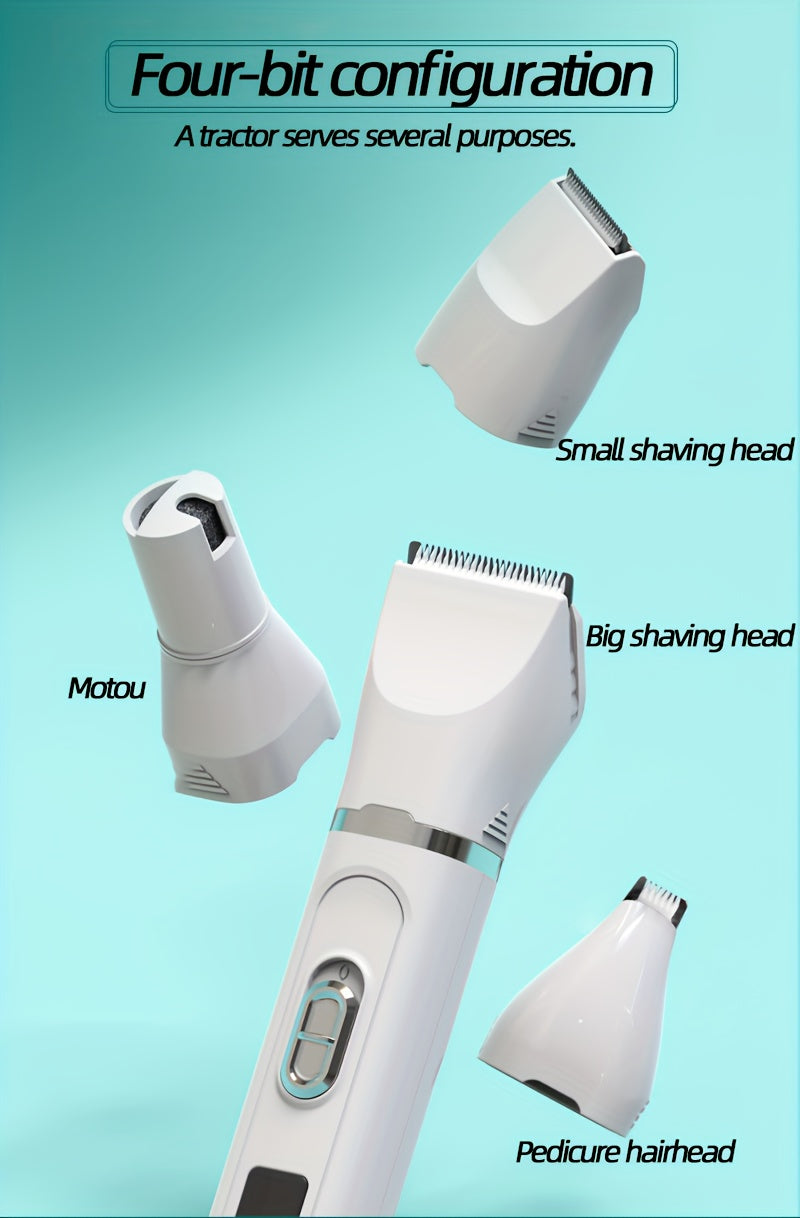 Rechargeable Pet Grooming Clipper Kit, Electric Dog Hair Trimmer with Multiple Attachments and Cleaning Brush