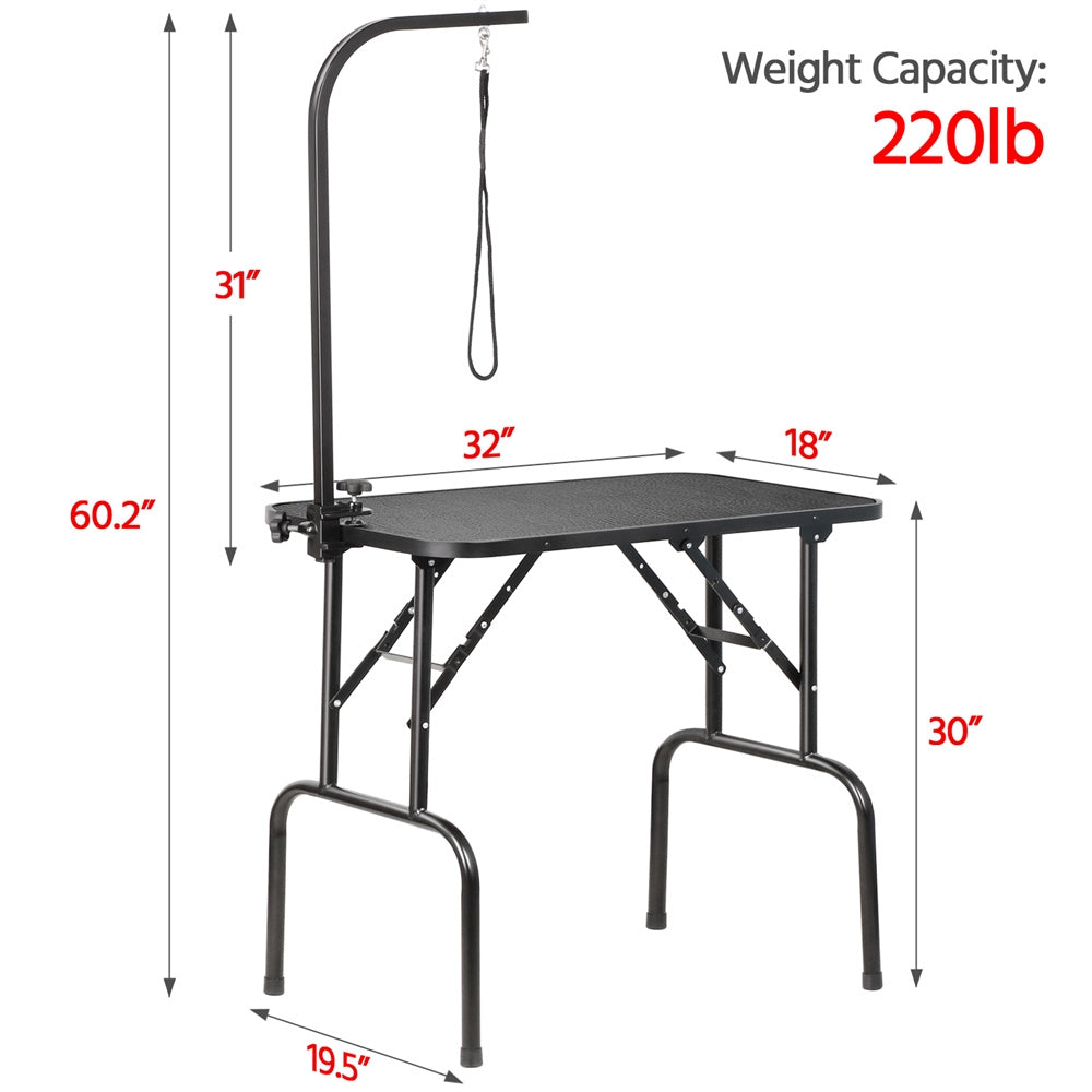 Costoffs Pet Foldable Grooming Table Dog Cat Beauty Trimming with Height Adjustable Arm Folding Legs Halloween Pet Grooming Table for Home or Professional Pet Store Uses