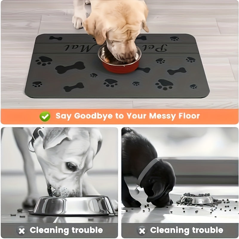 Pet Feeding Mat - Absorbent Pet Mat For Food And Water Bowls, Quick Drying Water Dispensing Mat With Waterproof Rubber Sole, Suitable For Dogs And Cats