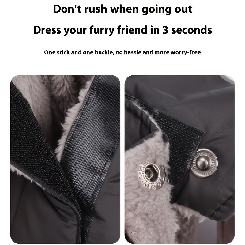 1pc Heavy-Duty Winter Dog Coat with Reflective Safety Stripes - Warm Snowproof Jacket for Cold Weather, Durable Outdoor Pet Apparel with Metal Hooks, Essential Winter Gear for Dogs, Dog Winter Coat, Pet Safety Gear, Secure Fi