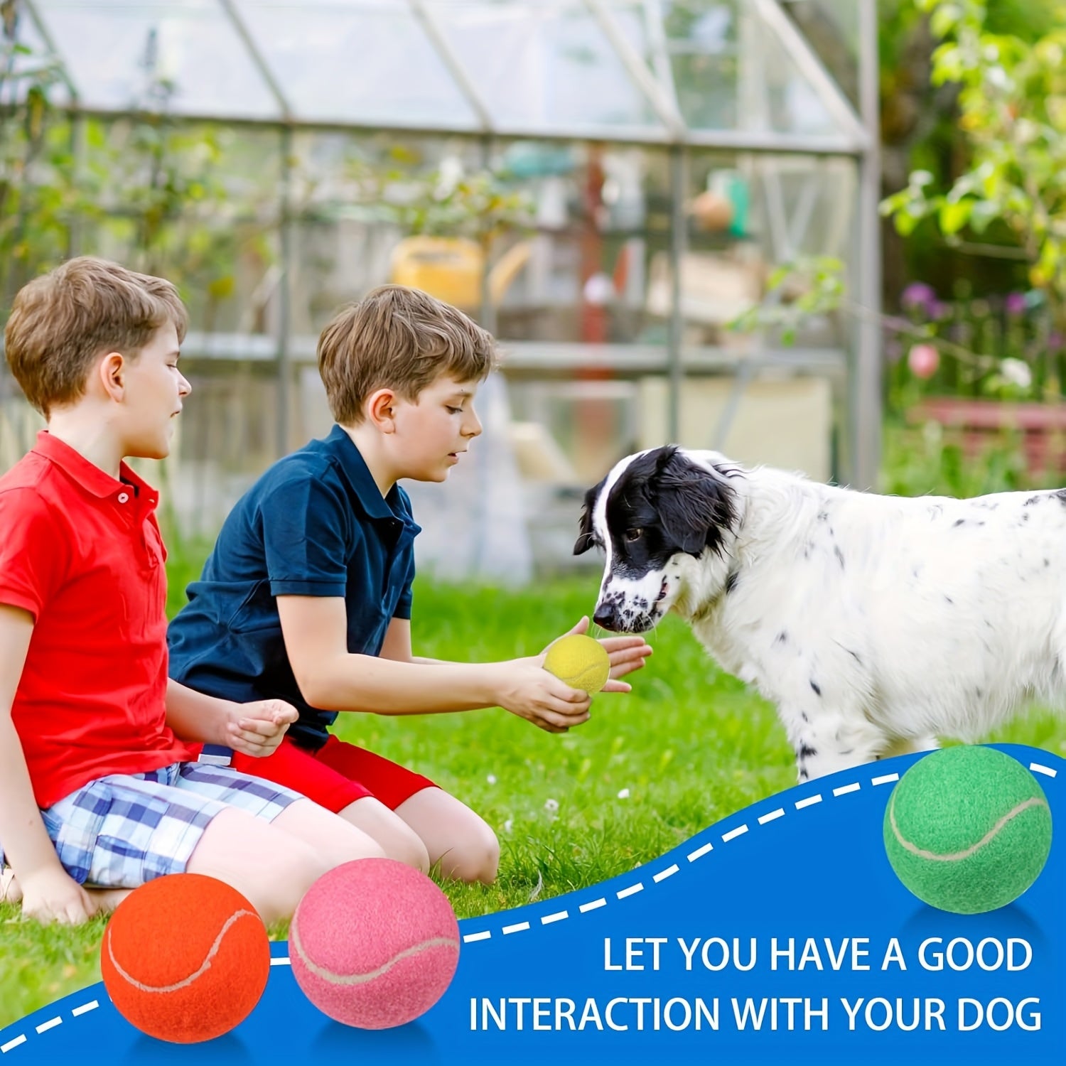 50pcs OUTUS 2.5'' Dog Squeaky Tennis Balls - Medium/Large Puppy Balls with Cartoon Design, Multicolor & Pink Accents for Training, Exercise, Fetch & Play - Durable Rubber Pet Toys for All Breeds, Dog Tennis Balls, Pet Exercis