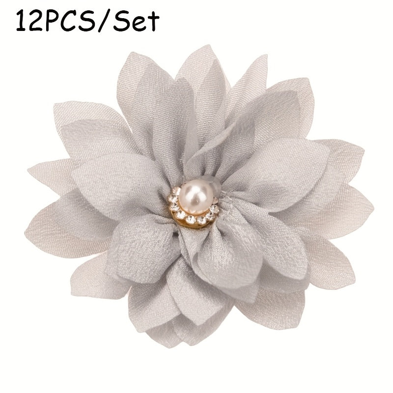 12pcs 2.2inch ( 5.5cm) Sharp Corner Flowers No Clips Holiday Party Decoration Making Pet Collar Flower Hair Accessories for Headband Hairband