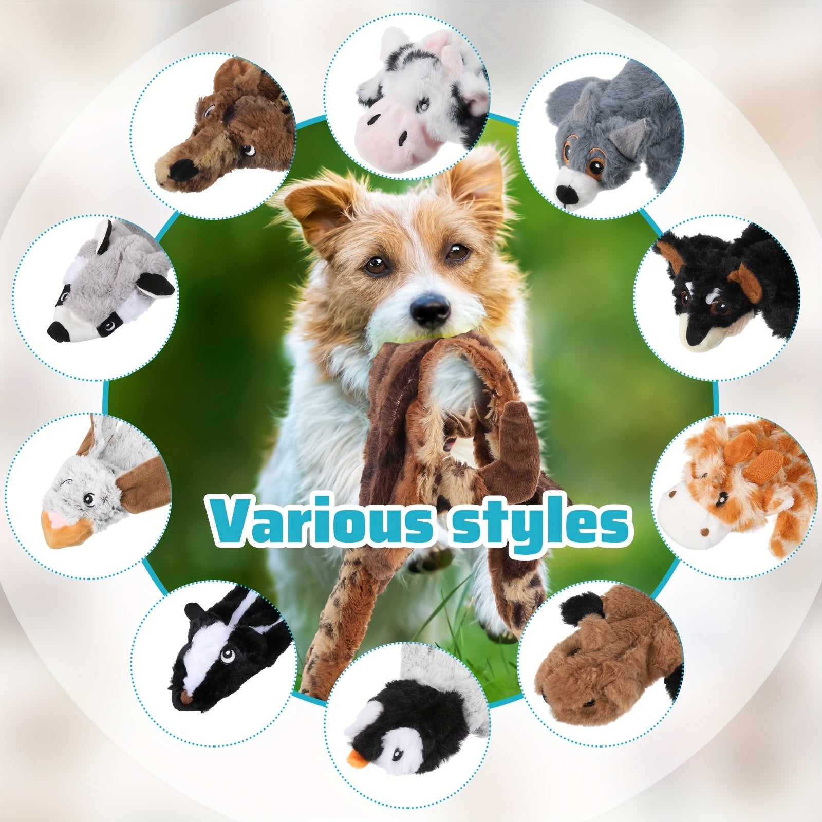 10pcs Dog Squeaky Toys No Stuffing Pet Toys Crinkle Dog Toy for Aggressive Chewers Plush Teething Puppy Squeak Toys Animals Chew Toys for Small Medium Large Pets, 10 Styles(Classic Style), Dog Enrichment, Animal Print Toys, C