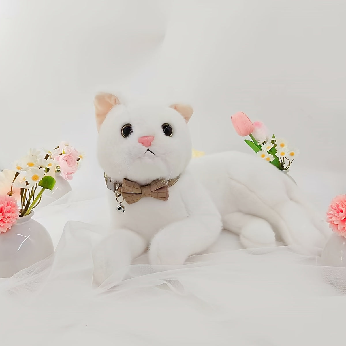Polyester Pet Collar, Adjustable Bowknot Collar with Bell for Rabbits