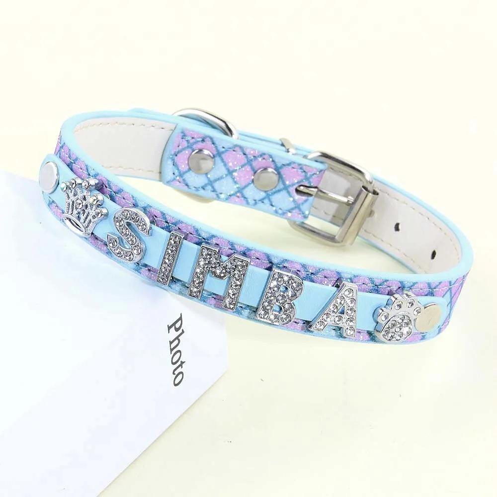 Personalized Small Dogs Chihuahua Collar with Bling Rhinestone Puppy Dog Collars Custom Cat Necklace Free Name Charms Pet Accessories
