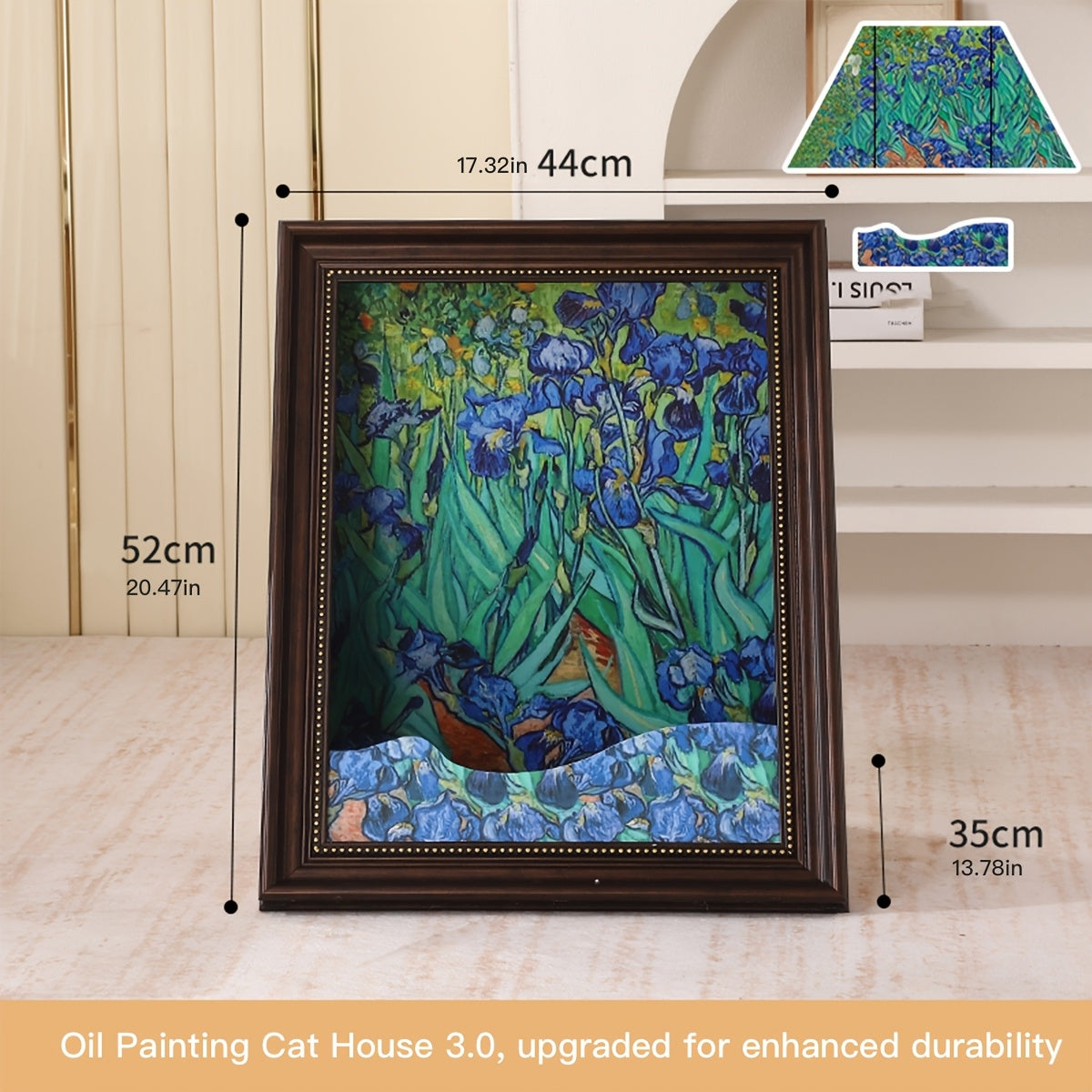 Mona Lisa Cat Bed & Scratching Post - Vintage Framed Cat House, Removable Scratch Pad, Elegant Home Decor Pet Furniture for Indoor Cats - Perfect Gift for Cat Lovers, Cat Bedroom Decor And Accessories, Classical Art Theme, Qu
