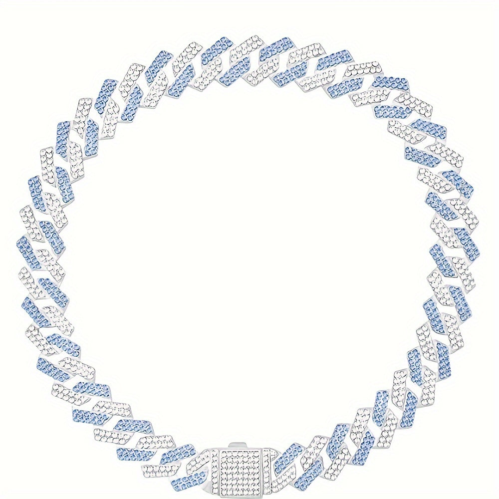 15mm Wide Golden Diamond-studded Cuban Link Pet Collar - Stylish Flip Cover for Dogs and Cats