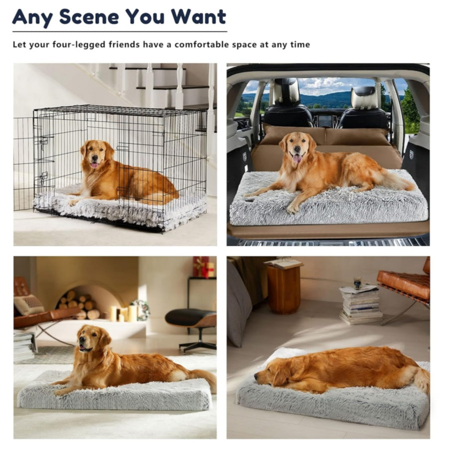 1pc Plush Rectangular Dog Bed