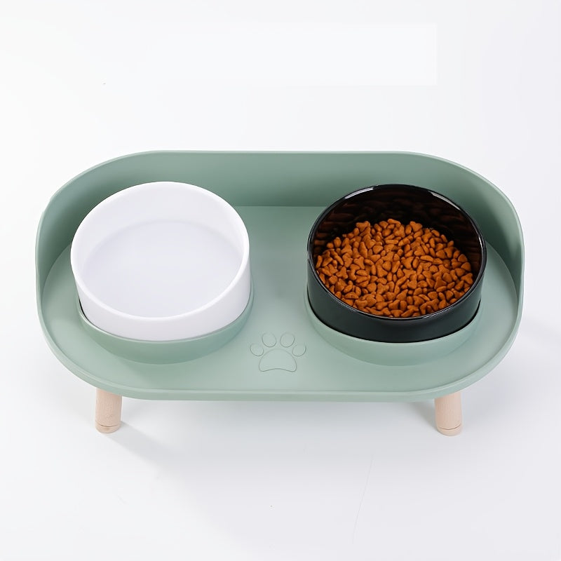 [Durable Pet Feeding Station] Durable Multifunctional Pet Feeding Station | Double Bowls for Cat and Dog | Neck Protection Design | Non-Slip Spill-Resistant Base | Easy to Clean for Small and Medium Pets