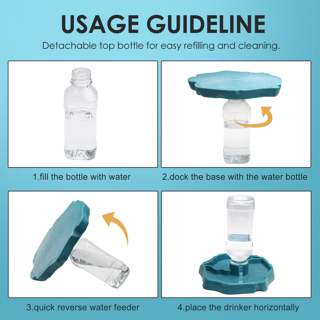 2-in-1 Small Pet Feeding & Watering Bottle - Durable PP Material, Ideal for Rabbits, Hamsters, Chicks, Kittens, and Turtles - Green with Clear Plastic Dispenser