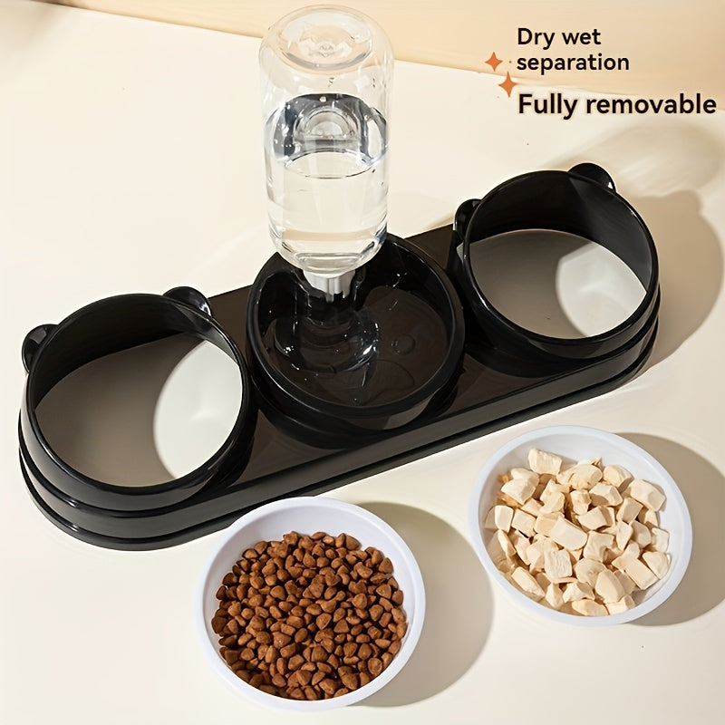 3-in-1 Stainless Steel Pet Feeding Station with Automatic Food and Water Dispenser, Dual Bowls for Dogs and Cats - Durable, Easy-to-Clean, Space-Saving Design for Small to Medium Pets, Pet Feeding Station|Modern Pet Station|S