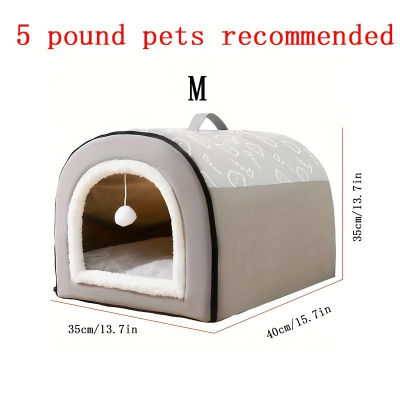 1pc Cozy Cartoon Pet Bed - Soft PP Cotton, Removable & Washable, Four Seasons Universal Kennel for Extra Small to Large Dogs
