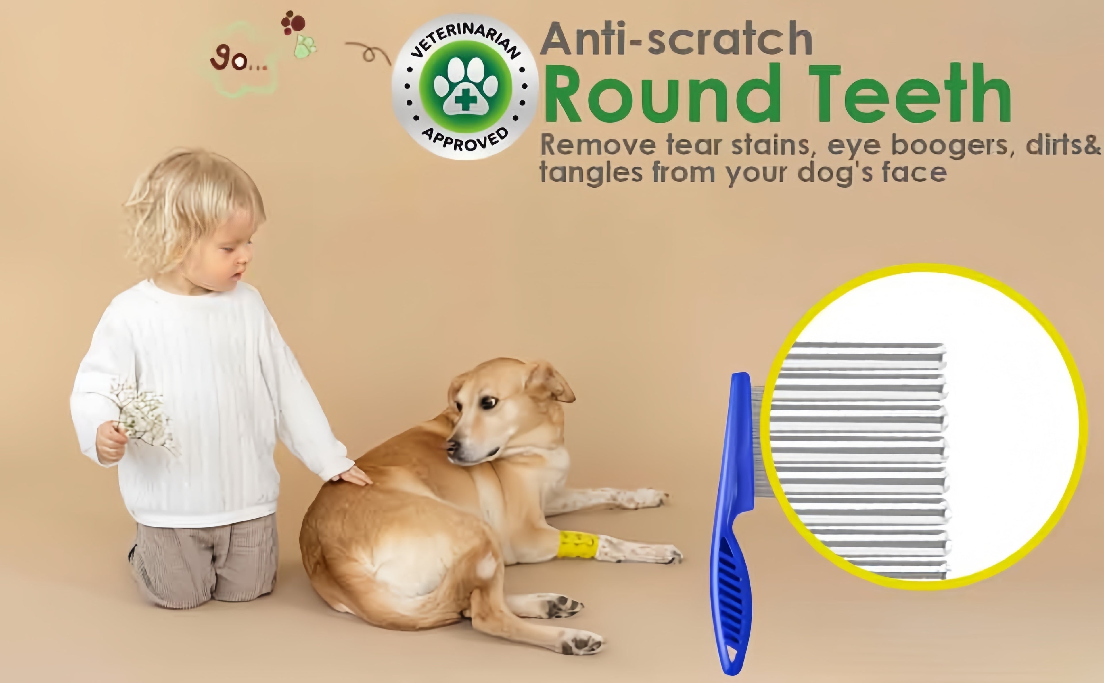 4pcs Flea & Lice Comb Set for Dogs and Cats - Stainless Steel, Blue, Double-Sided with Round Teeth, Ergonomic Handle, Professional Pet Grooming Tools, Ideal for All Pet Sizes, Pet Hygiene Essentials|Doublesided Comb|Durable P