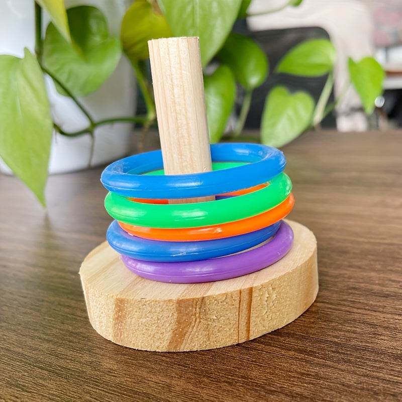 1pc Bird Toys, Wooden Parrot Ring Toy, Interactive Playing Educational Toy For Parrot Parakeet Cockatiel