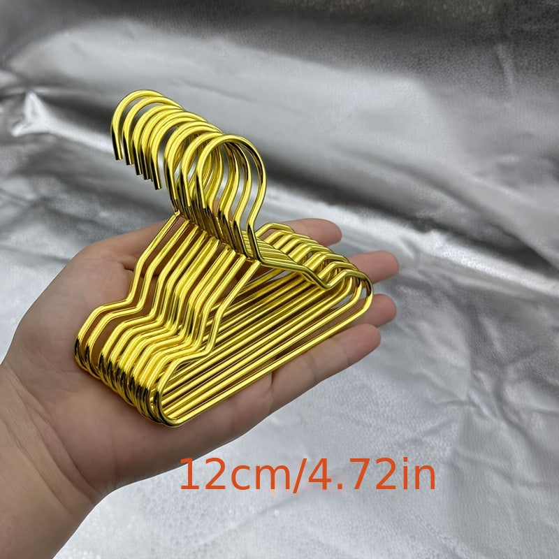 10pcs Golden Metal Pet Clothes Hangers with Non-Slip Grooves - Ideal for Small to Medium Dogs & Cats, Perfect for Teddy Breeds - Durable Iron Display Racks for Pet Apparel in Retail or Home Settings, Hangers for Clothes