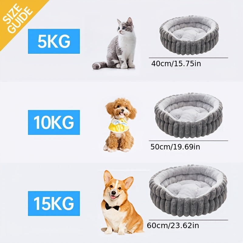 [Ultra-Soft Pet Bed] Ultra-Soft & Washable Four-Season Round Pet Bed | Soft & Comfortable Cat & Dog Mat for Indoor Use, Double-Sided Cushion with Raised Anti-Slip Bottom, Suitable for Small/Medium/Large Dogs and Cats