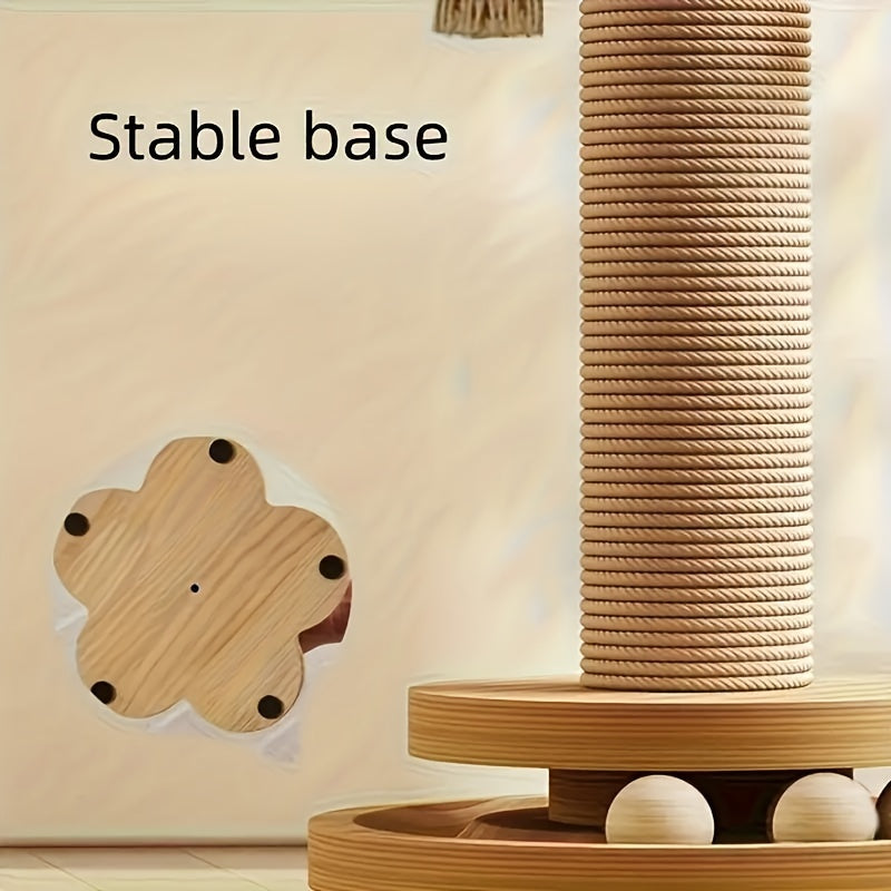 [Sisal Cat Scratching Post] Durable Sisal Cat Scratching Post & Climbing Tower | Dual-Sided Scratching Pillar with Circular Platforms, Space-Saving Vertical Design, Natural Wood Base | Indoor Cat Tree Alternative, Pet Play St