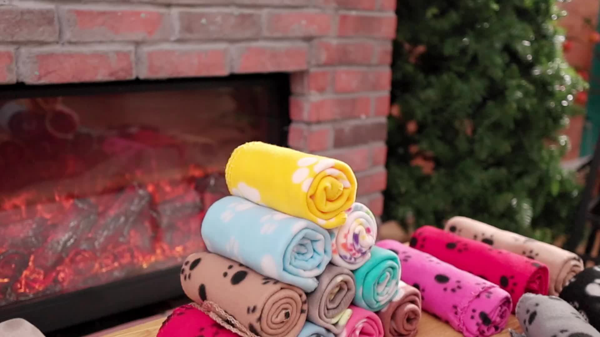 Keep Your Furry pets Cozy with this 6-Pack of Warm Paw Print Dog Blanket Bed Covers!