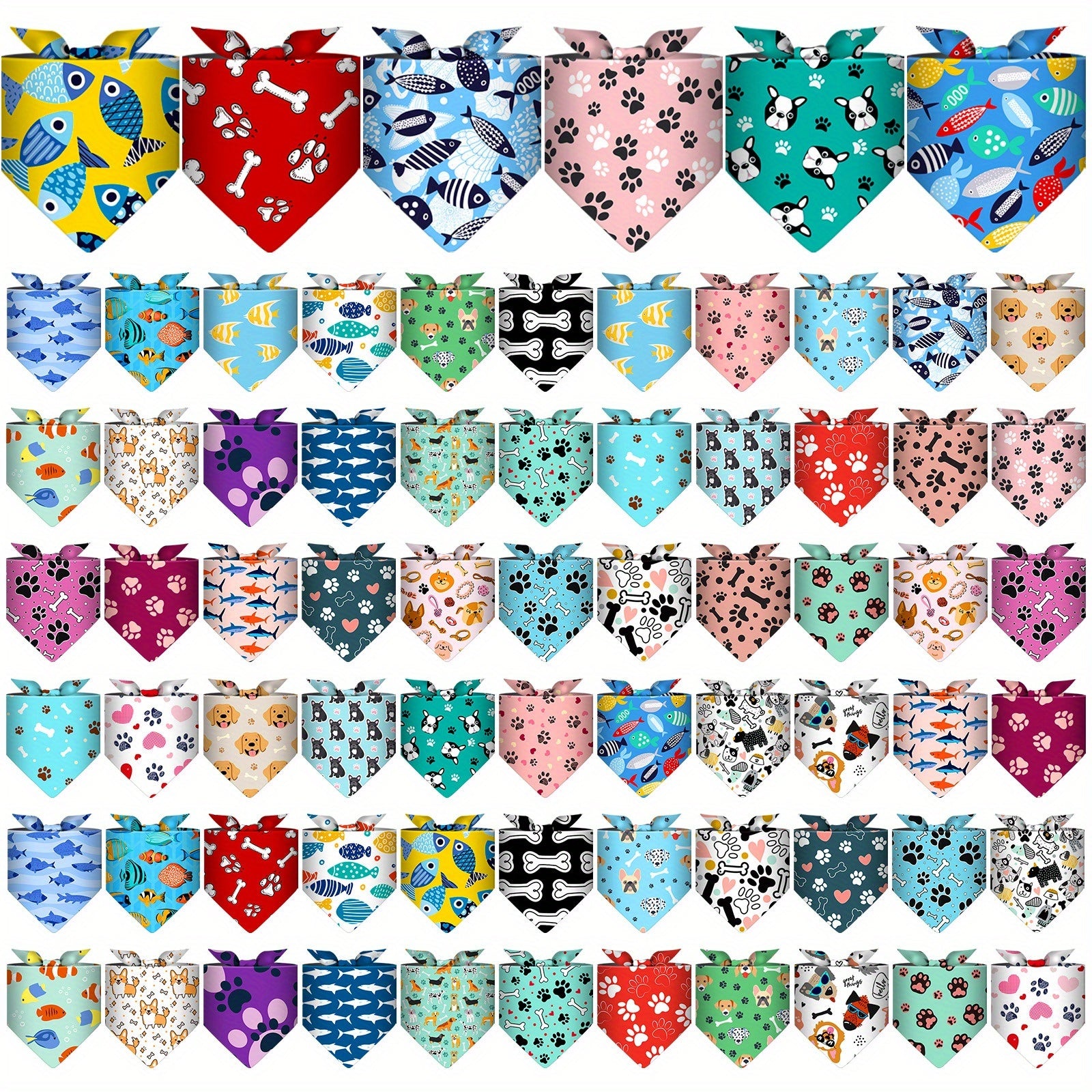 72 Packs Adjustable Dog Bandanas Bulk Triangle Scarf Bibs - Vibrant Patterns (Paisley, Polka Dots, Paw Prints) for Medium Dogs, Secure Fit Adjustable Straps, Durable Soft Fabric for Costume Parties & Daily Use, Quality Pet Ac