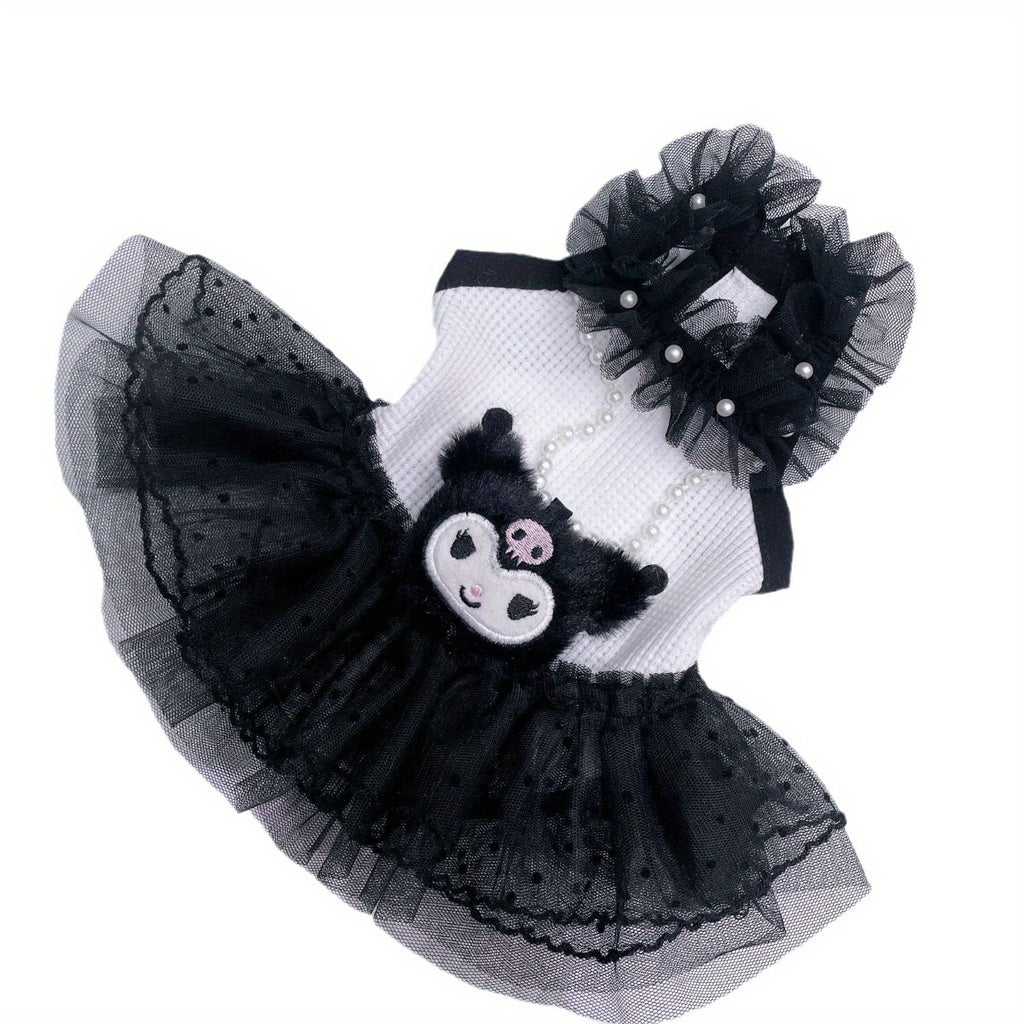 [Kuromi Dog Costume Dress] Kuromi Dog Costume Dress - Cute Kawaii Outfit for Small/Medium Pomeranian, Chihuahua, Shih Tzu Puppies - Black & White Pet Apparel, Halloween Dog Costume, Christmas Dog Clothes