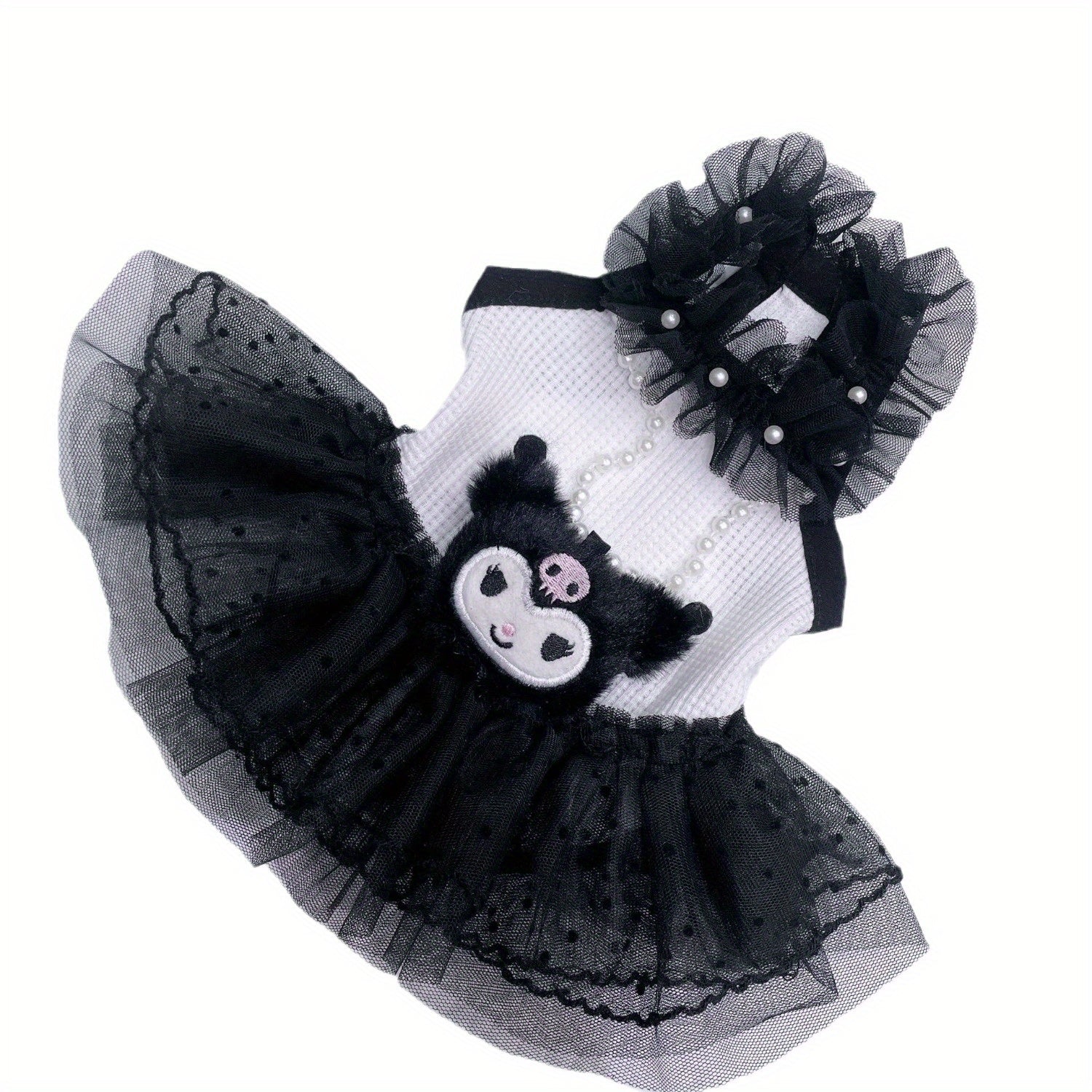 [Kuromi Dog Costume Dress] Kuromi Dog Costume Dress - Cute Kawaii Outfit for Small/Medium Pomeranian, Chihuahua, Shih Tzu Puppies - Black & White Pet Apparel, Halloween Dog Costume, Christmas Dog Clothes