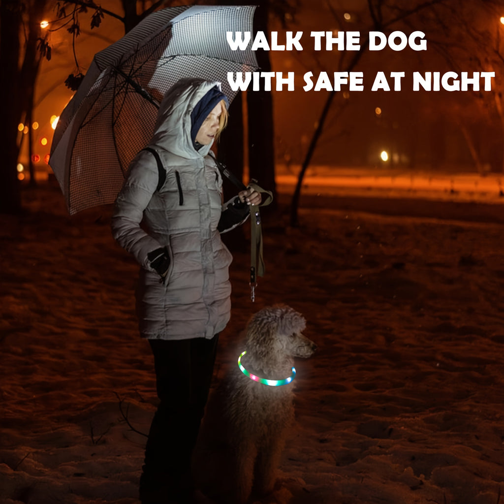 Adjustable RGB LED Glowing Pet Collar - USB Rechargeable, Multi-Mode Light-Up Necklace for Dogs & Cats, Ideal for Night Walking, Music Festivals & Concerts, Event Pet Collar|Vibrant LED Collar|USB Rechargeable Collar