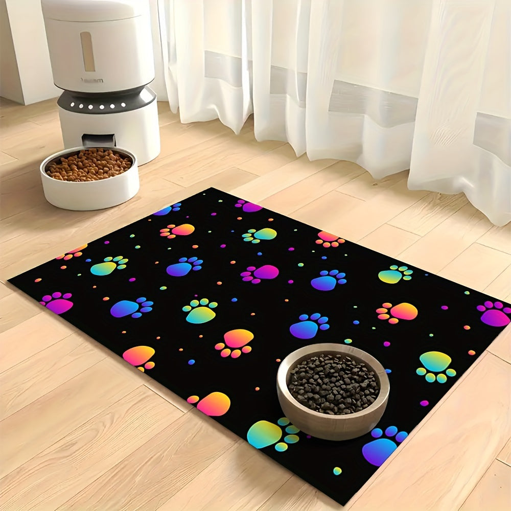 [Quick Drying Dog Bowl Mat] Quick Drying Polyester & Rubber Dog Bowl Mat - Absorbent Non-Slip Pet Feeding Mat for Food and Water - Durable Cat Mat for Dogs, Easy Clean