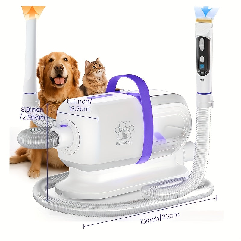 8-in-1 Pet Grooming Vacuum & Dog Hair Vacuum, 12000Pa Powerful Dog Vacuum For Shedding Grooming Hair, 2.2L Large Dust Cup, Low Noise, 3 Suction Levels, 6 Grooming Tools, Home Cleaning, Without Battery