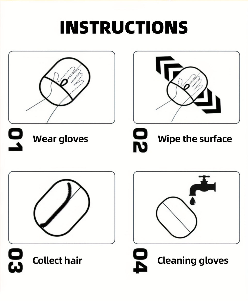 Pet Static Hair Removal Gloves - Black Polypropylene Cat Grooming Gloves, Effectively Remove Hair and Dander for Cats and Dogs, Pet Grooming Essentials | Fashion Pet Accessories | Durable Pet Grooming Gloves