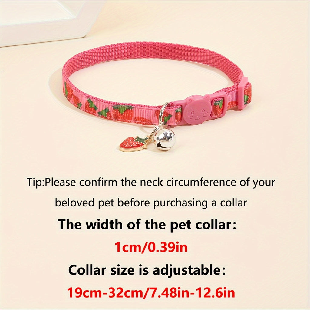 Breakaway Cat Collar With Bell, Colorful Fruit Pattern Adjustable Length Pet Collar For Cat Kitten Dog Puppy