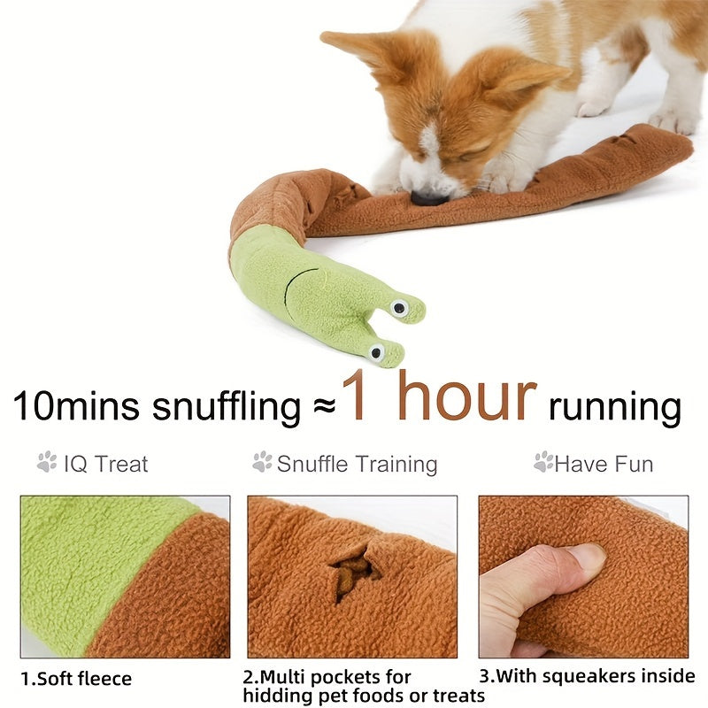 Snail-Shaped Interactive Dog Feeder Toy - Stimulating Puzzle Treat Dispenser, Plush Sniffing Mat, Educational Foraging Pad for Mental Stimulation and Slower Eating - Fun, Challenging, and Rewarding Pet Toy