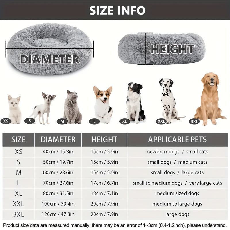 [Cozy Pet Bed] Cozy Plush Round Pet Nest - Luxurious, Soft, Non-Slip Bottom, Easy to Clean, Machine Washable Cover, Perfect for Deep Sleep Indoor Use