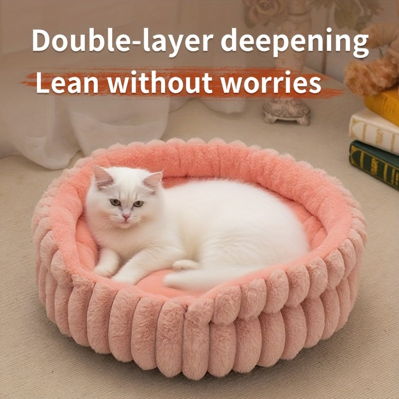 [Ultra-Soft Pet Bed] Ultra-Soft & Washable Four-Season Round Pet Bed | Soft & Comfortable Cat & Dog Mat for Indoor Use, Double-Sided Cushion with Raised Anti-Slip Bottom, Suitable for Small/Medium/Large Dogs and Cats
