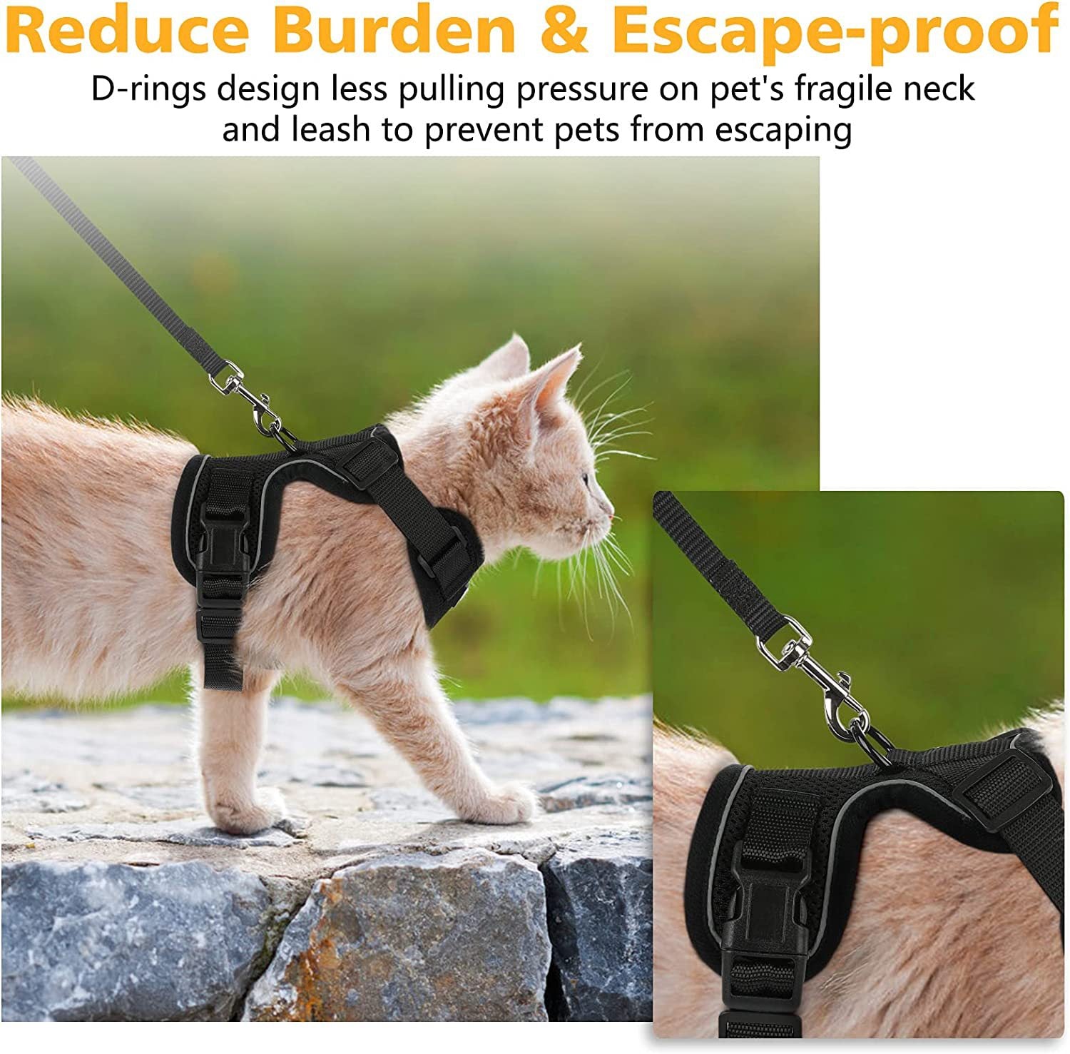 Reflective Pet Harness And Leash Set For Dogs And Cats, Adjustable Puppy Cat Vest Harness With Soft Mesh