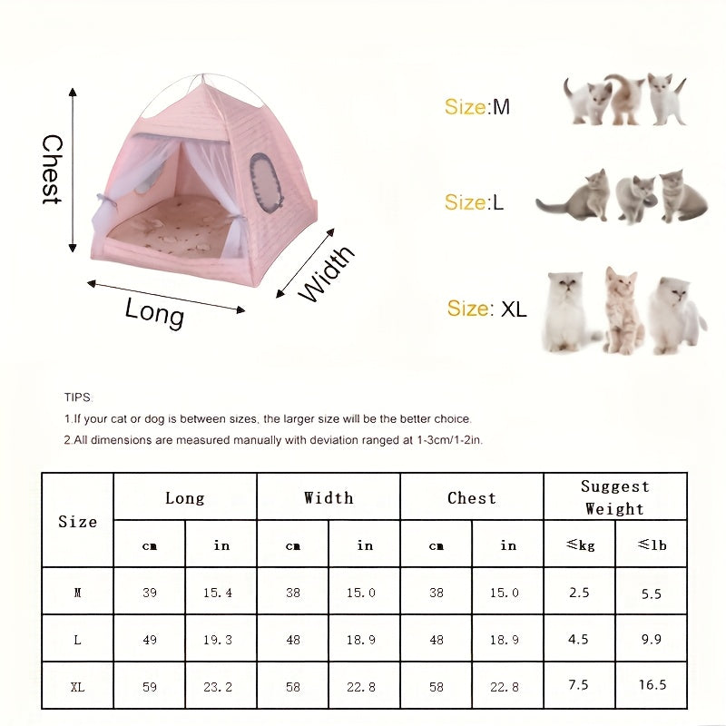 1pc Semi-enclosed Pet Floral Tent, Cute Cooling Pet Bed, Comfortable All Seasons Universal Cat Nest