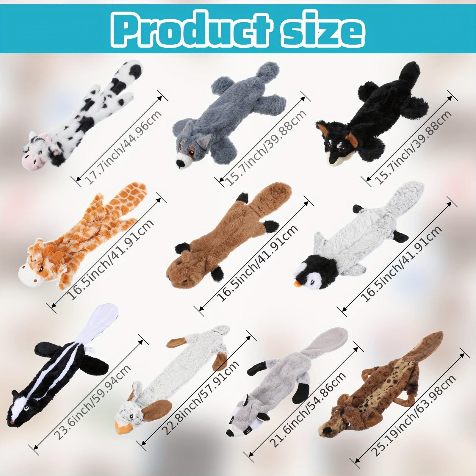10pcs Dog Squeaky Toys No Stuffing Pet Toys Crinkle Dog Toy for Aggressive Chewers Plush Teething Puppy Squeak Toys Animals Chew Toys for Small Medium Large Pets, 10 Styles(Classic Style), Dog Enrichment, Animal Print Toys, C
