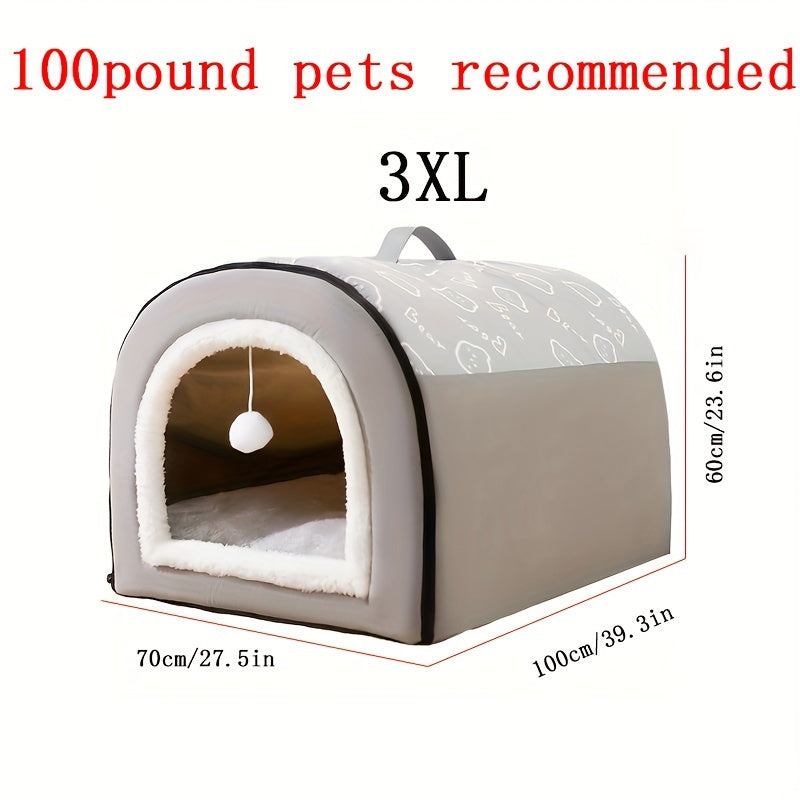 1pc Cozy Cartoon Pet Bed - Soft PP Cotton, Removable & Washable, Four Seasons Universal Kennel for Extra Small to Large Dogs