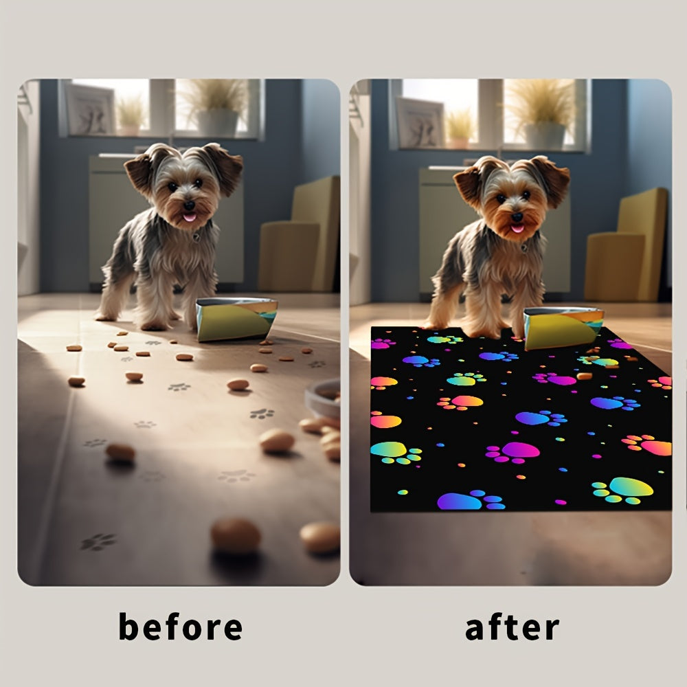 [Quick Drying Dog Bowl Mat] Quick Drying Polyester & Rubber Dog Bowl Mat - Absorbent Non-Slip Pet Feeding Mat for Food and Water - Durable Cat Mat for Dogs, Easy Clean