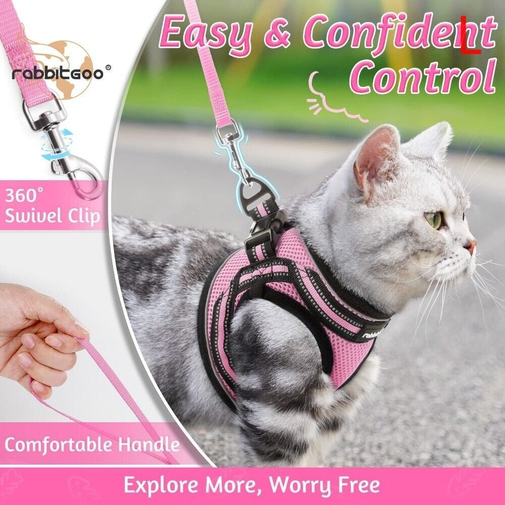 Reflective Pet Harness And Leash Set For Dogs And Cats, Adjustable Puppy Cat Vest Harness With Soft Mesh