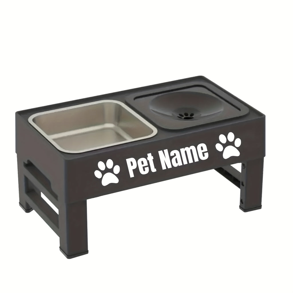 1pc Customizable 2-in-1 Adjustable Raised Dog Bowls with No Spill Design - Stainless Steel & Plastic, Ideal for Small, Medium, Large Dogs & Cats, Elevated Pet Feeding Station, Pet Feeding Station | Customizable Pet Accessorie