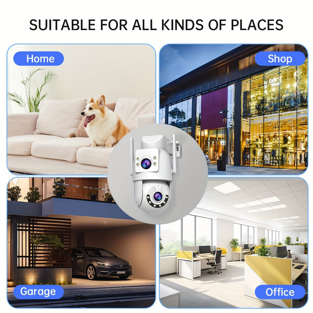 JOOAN 5G WiFi Dual Lens PTZ Outdoor IP Camera - Two-Way Audio, Auto Tracking, Screen Security Monitor for Elderly, Youngsters & Pets