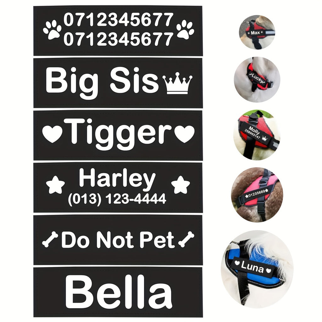 2 PCS/lot Personalized Dog Name ID Tag Pet Harness Custom Labels Removed Stickers ID Dog Chest Strap Vest Collar Patches