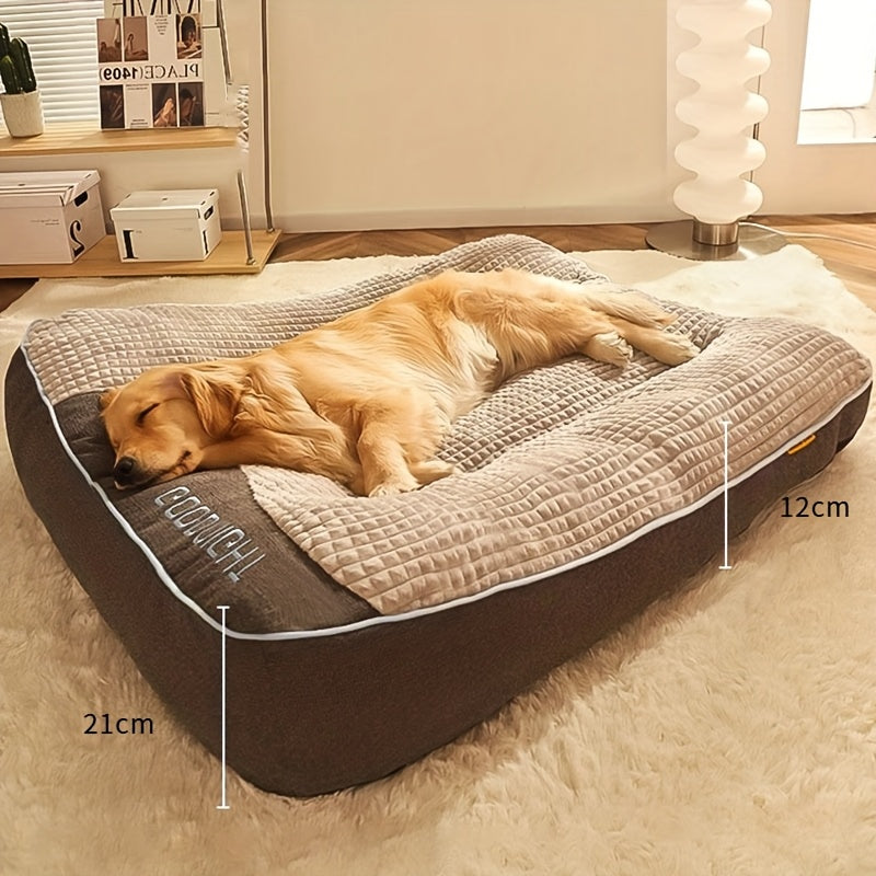 Extra Large Dog Bed for Medium & Large Dogs - Deep Sleep Mattress with Ergonomic Support, Cooling Gray & Beige Striped Design, Durable Polyester, No Assembly Needed, Perfect for Indoor Pets, Dog Bed for Large Dogs, Indoor Pet