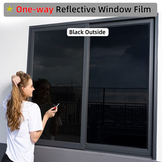 Premium Contemporary 3pcs Set One-Way Window Privacy Film - 1mil Thickness, Heat Control, 99% UV Blocking, PET Material - Privacy Protection, with Free Installation Tools, for Home Office, Window Tint